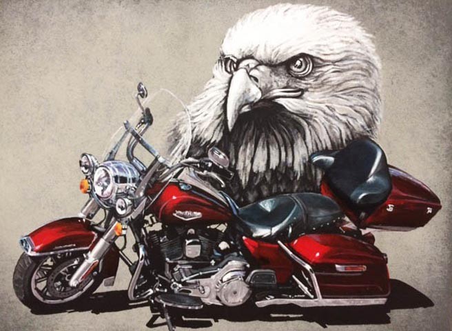Kwast - Auftragsmalerei - Adler und Harley-Davidson