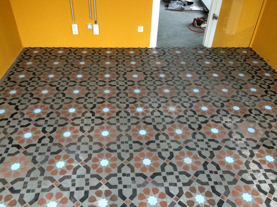 Auftragsmalerei Kwast Berlin, Imitation, Tiled floor - Morocco Mosaic