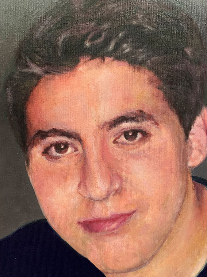 Auftragsmalerei Kwast Berlin, Porträtmalerei, Porträt von zwei Brüdern, Detail